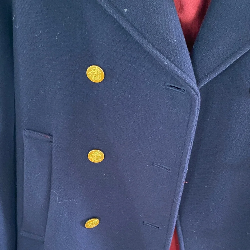 J Crew Stadium Cloth by Nello Gori Women's Dark Blue Peacoat with Gold Buttons - Picture 5 of 5